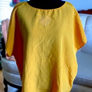 Vintage mustard yellow embroidered blouse